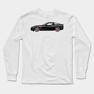 Chevrolet Corvette C6 Black Digital Painting Long Sleeve T-Shirt